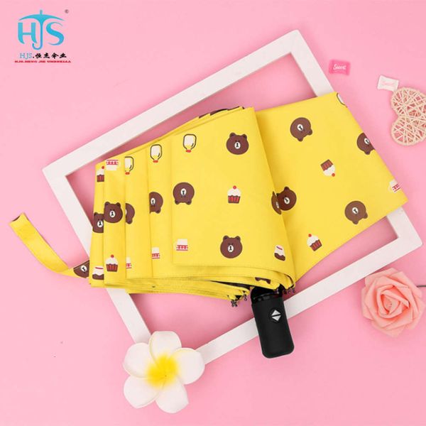 

bear cartoon black gum sunshade ultraviolet three fold children's umbrella auto