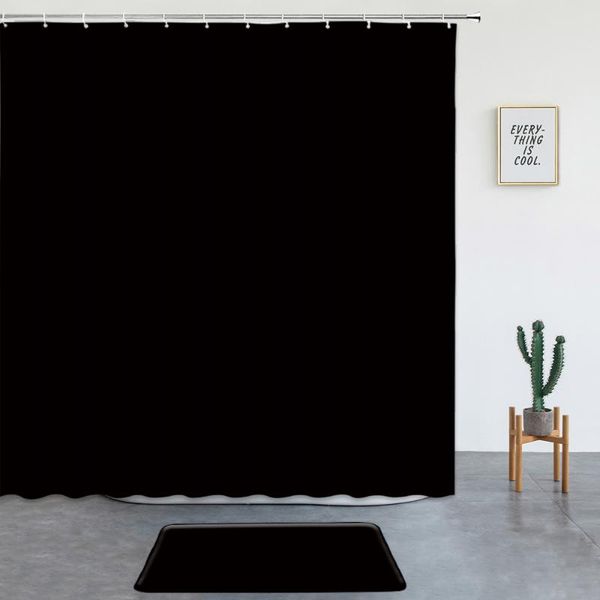 

shower curtains black set non-slip rug room decor carpet bath mats simple bohemian solid color bathroom screen entrance door mat