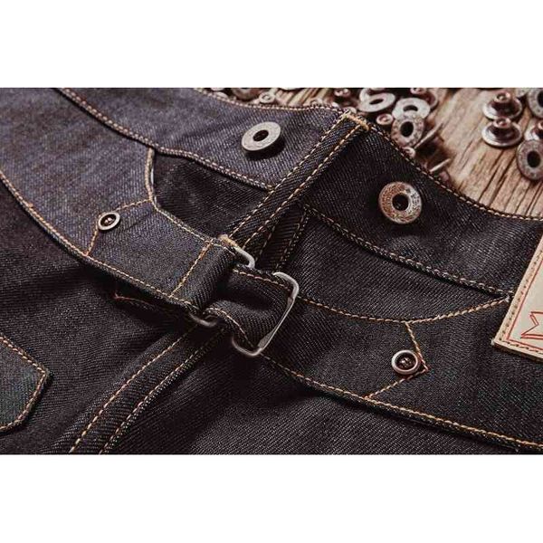 

jean made red blacksmith buckle back 16.5oz raw savageee denim straight leg, Blue