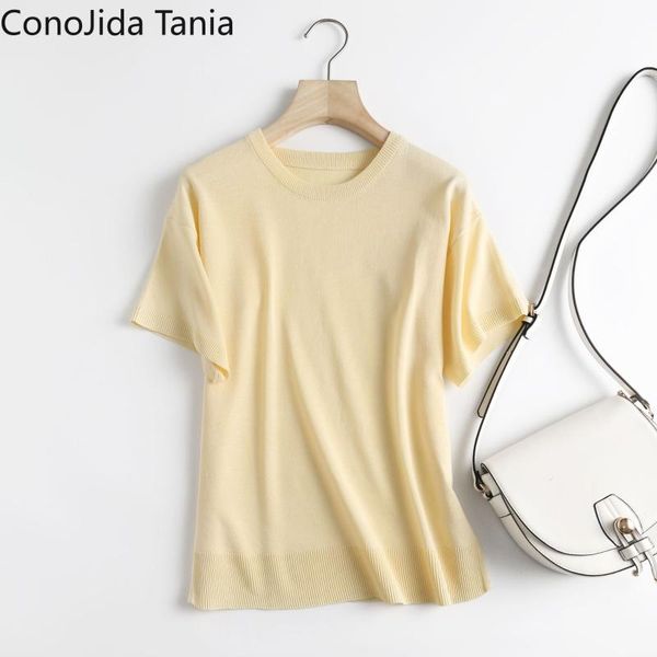 

korean women's summer simple loose round neck short sleeve t-shirt, White