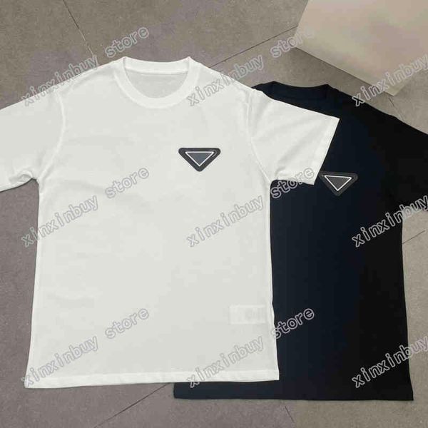

womens mens 2021 designers t shirts triangle label letters man paris fashion t-shirt tees street short sleeve luxurys tshirts, White;black