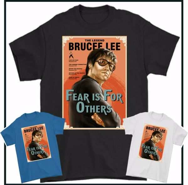 

bruce lee t-shirt, fear is for others mma martial arts enter the dragon tee top, White;black