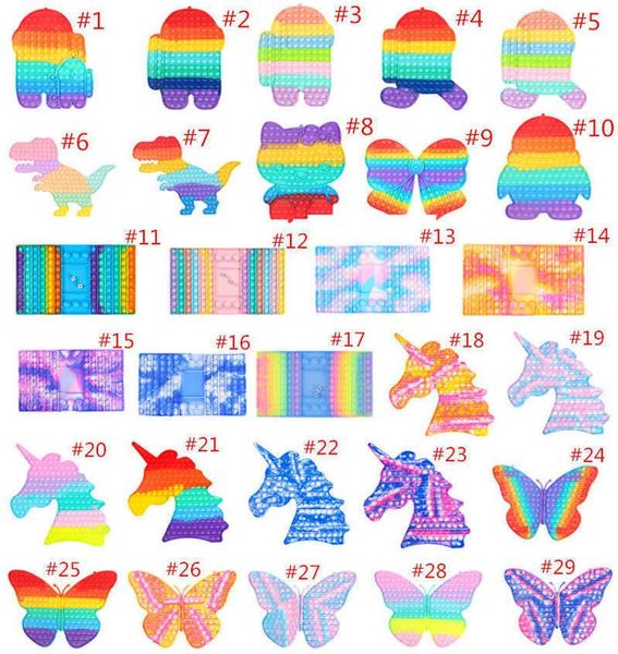 

us stock 30cm big fidget toys push bubble party favor unicorn dinosaur butterfly board game soft pop sensory puzzles giant large size poo-it