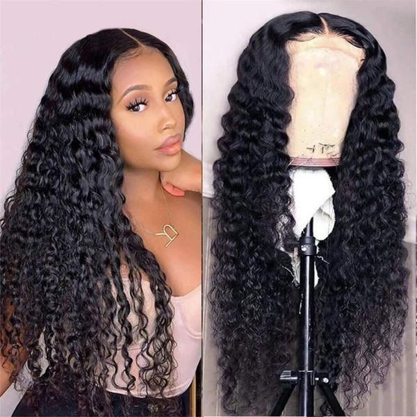 

lace wigs 13x4 frontal human hair for black wome deep wave wig 4x4 closure peruvian natural color tahikie, Black;brown