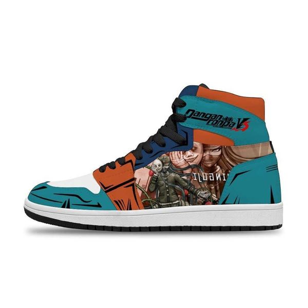 

2021 japanese anime danganronpa diy printed running non-slip basketball shoes for girls fashion sneakers