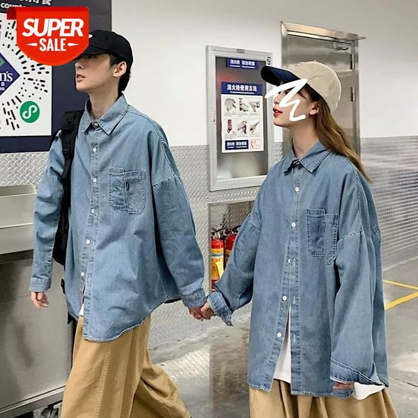 

2020 men's hawaiian denim male shirt students long sleeves camisa social masculina streetwear fashion shirts size -2xl #1w0a, White;black