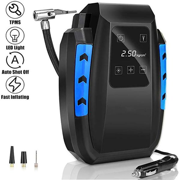 

portable car air compressor inflator pump dc 12v 150psi led emergency light with touch screen for motorcycle bike inflatable