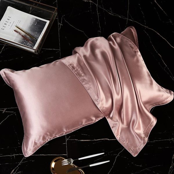 

pillow case luxury 100% silk pillowcase cover solid color real natural mulberry lumbar cushion 48x74cm