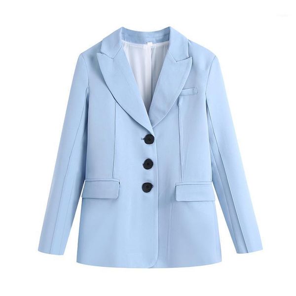 

women's suits & blazers blsqr elegant blue blazer jacket women office single breasted pockets fashion coat female 2021 outerwear, White;black