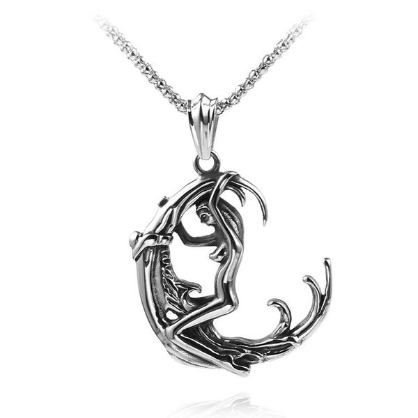 

pendant necklaces 1pcs women men moon goddess necklace tibetan vintage jewelry, Silver