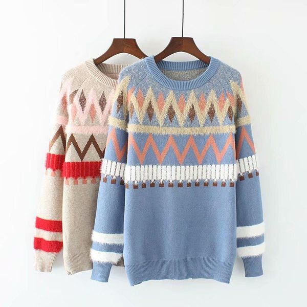 

women's sweaters fashion striped colorblock sweater women loose round neck long sleeve large size ribbed edge casual knitted 2021 sprin, White;black