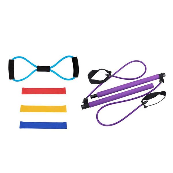 

resistance bands 1 set yoga pilates bar kit fitness equipment rod