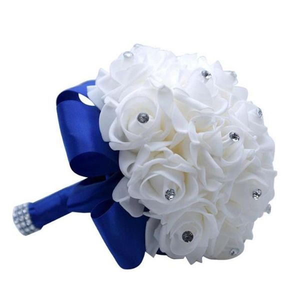 

wedding flowers bouquet pe rose bridesmaid weddingfoam bridal ribbon fake de noiva