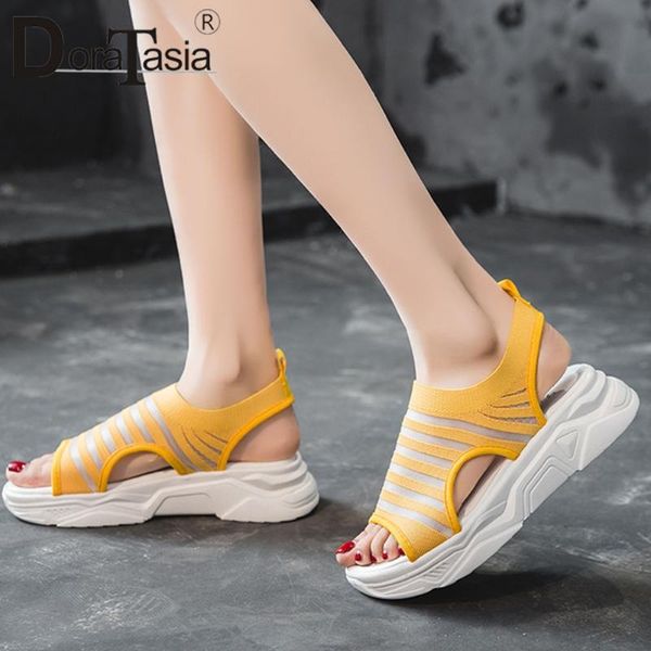 

dress shoes doratasia female candy color sandals leisure casual women open toe back strap wedges classic woman, Black