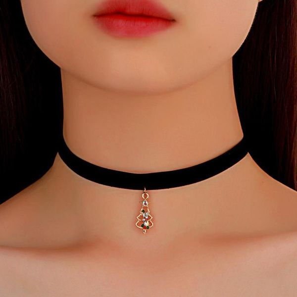 

chokers creative christmas tree choker necklace decoration ball snowflake gift box for women jewelry colar kolye, Golden;silver