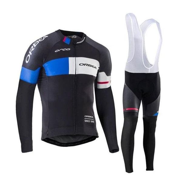 

racing sets 2021 autumn long-sleeved sweat-absorbent and breathable cycling clothes fashion suit bib uniform men's sports, Black;blue
