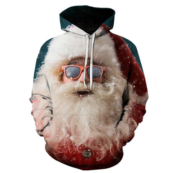 

christmas aerial graphics men's 3d printed hoodie visual impact party punk gothic round neck sweater hoodie, Black