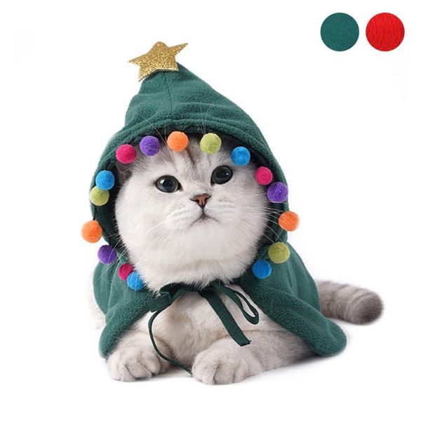 

cat costumes pet christmas red hat cloak shawl lamb velvet funny halloween kitten puppy clothes costume dog dressing accessories