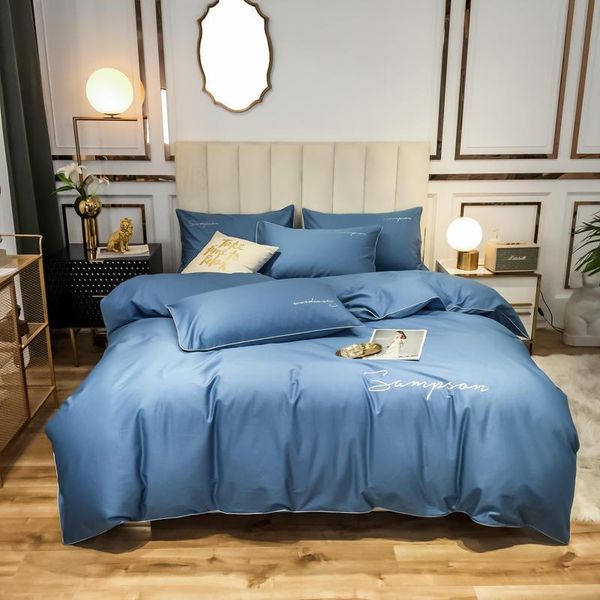 

cotton 50s long staple solid color embroidery set bedding sets