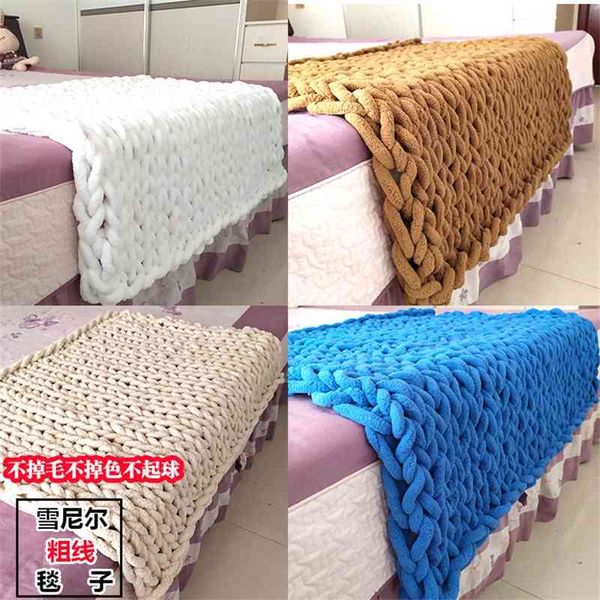 

handmade coarse woven chenille stick knitted wool sofa cover blanket