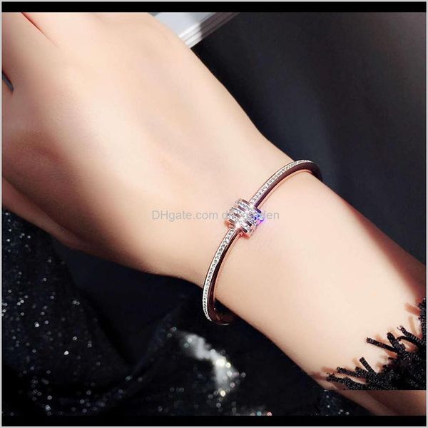 

other bracelets jewelry drop delivery 2021 diamond circle titanium steel south korea ulzzang womens version simple exaggerated creative brac, Golden;silver