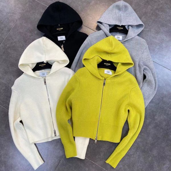 

spring arrivals long sleeve hooded cardigan sweater women knitted ml273 210525, White