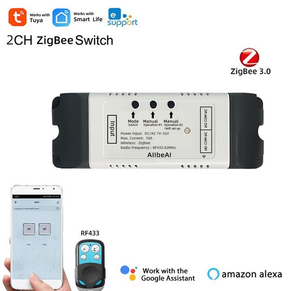 

smart home control zigbee 3.0 tuya 2ch switch for motor,dc 5v 12v relay module,voice by smartthings hub and amazon echo