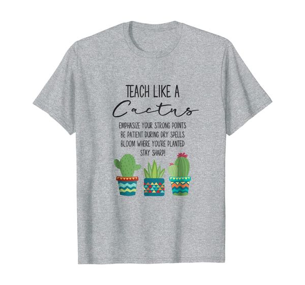 

teach like a cactus teacher back to school t shirt, White;black