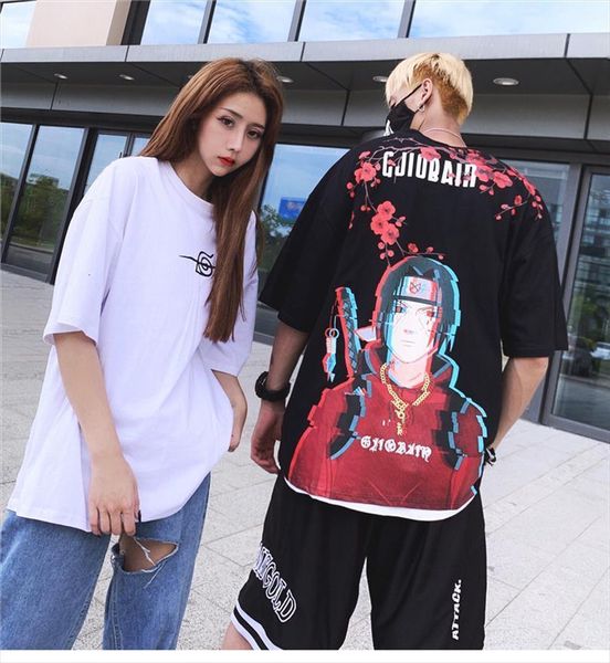

summer japanese style men short sleeve casual flame ninja fashion youth extra large harajuku anime tee, White;black