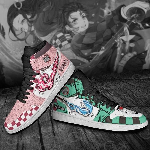 

nezuko and tanjiro sneakers custom skill demon slayer anime shoes high basketball shoes non slip