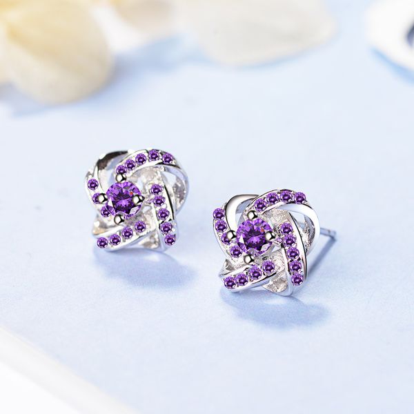 

fashion charm cubic zircon flower shape stud earrings for women style 925 silver wedding birthday jewelry gift xed105, Golden