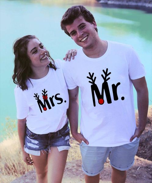 

lovers couple men womens t shirt valentines printing mr mrs summer matching clothes for, White