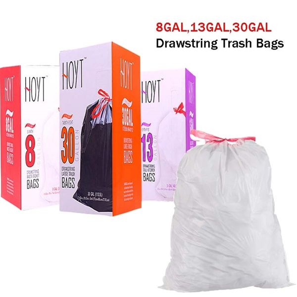 90 pack 8/13/30 Gallon plástico lixo sacos grande cordão forte para sala, cozinha, escritório 60x55cm 210728