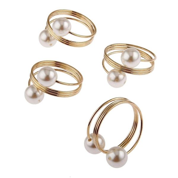 

12pcs pearl napkin buckle hoop rings circle serviette holder for wedding el supplies table decoration, gold