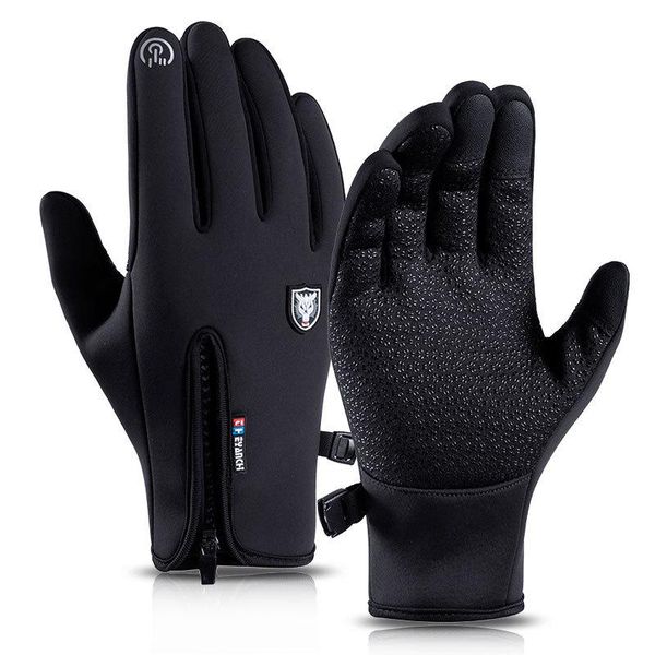 

cycling gloves outdoor ski men women waterproof touch screen warm bicycle full finger sports windproof motorcycle, Black