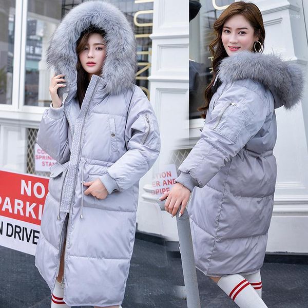 

women's down & parkas female jacket winter 2021 big fur collar coat women hooded warm parka cotton jackets korean style casaco feminino, Black