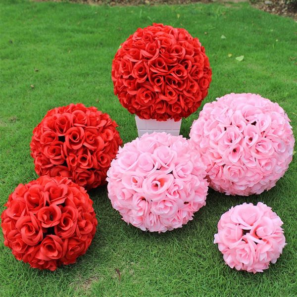 30cm 20 cores artificiais seda decorativa flores rosas beijando bola para casamento bebê festa decoração suprimentos