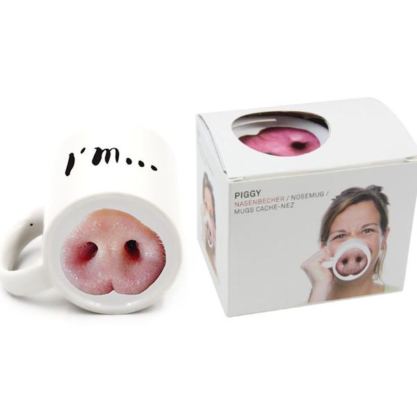 

mugs 1pc coffee mug make fun of pig nose dog water cup stool mark ceramic birthday present