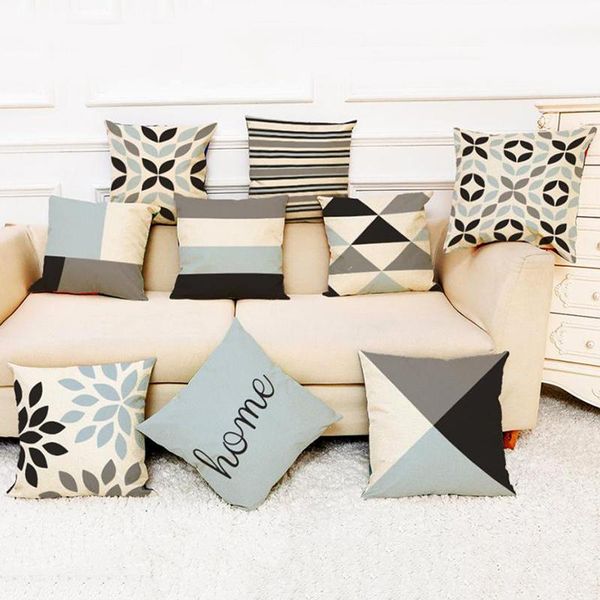 

pillow case 1pcs 45*45cm nordic style beige geometric cotton linen throw cushion cover car home sofa decorative pillowcase
