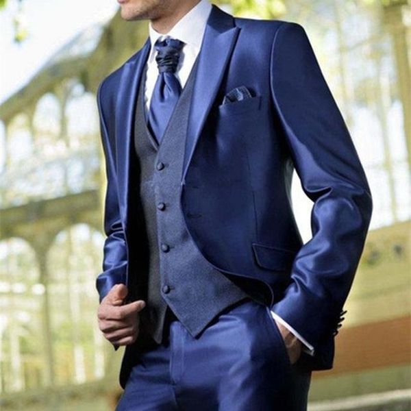 

men's suits & blazers custom made costume homme bright blue mens 3 piece 2021 arrival tuxedos for men party wedding suit, White;black