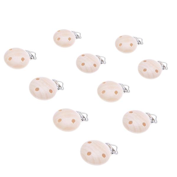 

pacifiers# 10pcs infant pacifier clip wooden round shape bright color for baby wood