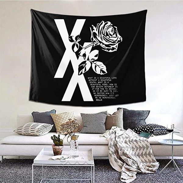 

tapestries black and white m-g-k flower rose tapestry wall hanging fashion home decoration blanket dormitory living room bedroom