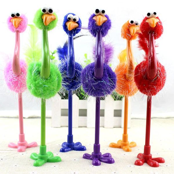 

ballpoint pens 36pcs/lot cute cartoon ostrich bird funny novelty roller pen creative student stationery christmas gift, Blue;orange
