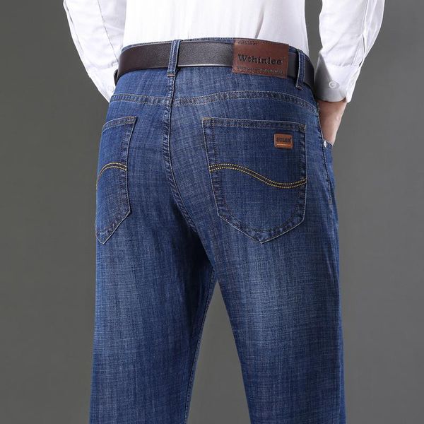 

men's jeans classic advanced stretch black blue gray 2021 style business fashion denim slim fit jean trousers male brand pants