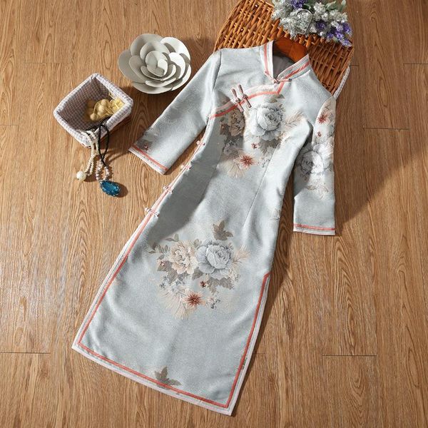 

ethnic clothing h.rong.x 2022spring fashion cheongsam dress traditional chinese retro improved qipao blue orient women oldshanghai chipao ss, Red