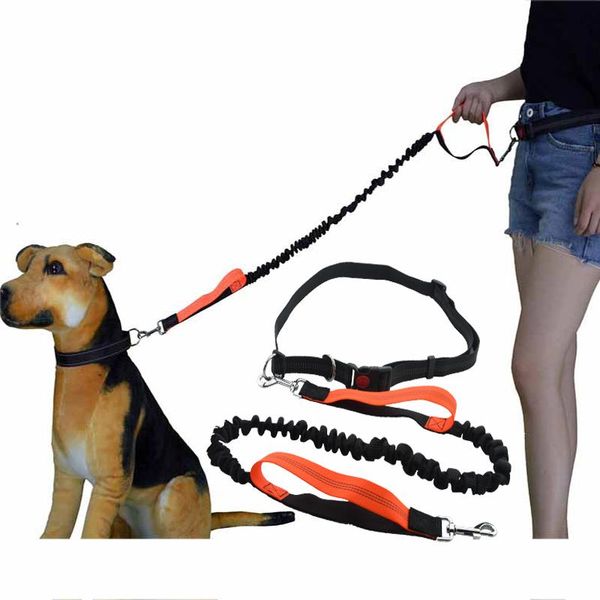 

dog collars & leashes pet leash running with safety reflective hands elasticity collar harness leads for medium big dogs walking