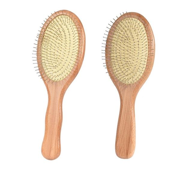 

hair brushes wooden steel needle brush pin hairbrush scalp massage improve health wood paddle detangling comb, Silver
