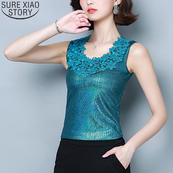 

women's tanks & camis women tank bright yarn 2021 summer slim fit lace outer wear blouses fashion solid floral round collar clothes 949, White