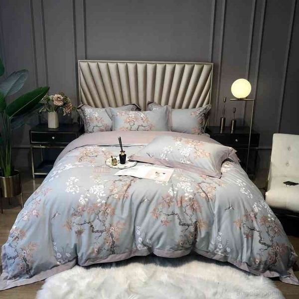 

vintage garden flowers duvet with zipper luxury bedding set egypatian cotton comforter cover bed sheet pillowcases