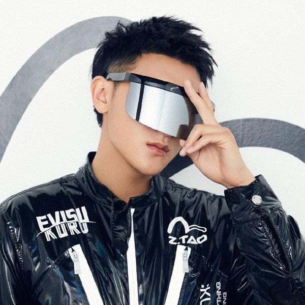 

sunglasses 2021 fashion women men brand design goggle sun glasses big frame shield visor windproof uv400, White;black